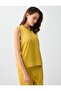 Mustard Crew Neck Sleeveless Straight Cut Woven Blouse - 4