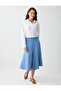 Navy Blue Relaxed Fit Regular Waist Slit Detailed Woven Skirt