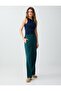 Dark Green Regular Waist Regular Leg Long Trousers with Pocket Detail - 2