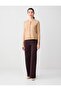 Bitter Brown Relaxed Fit Wide Leg High Waist Long Knitted Trousers - 2