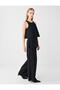 Black Straight Cut Ruffle Detailed Woven Jumpsuit - 2