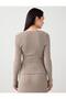 Mink Double-Breasted Collar Waist Ruched Detail Knitted Blouse - 6