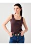 Bitter Brown U-Neck Slim Fit Knitted Tank Top
