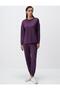 Purple Crew Neck Long Sleeve Oversize Sweatshirt - 2