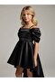 Girl's Shoulder Detail Satin Short Front Long Back Evening Dress - 5
