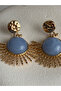 Gold Color Blue Dangle Sun Earrings (4.5 cm) - 2