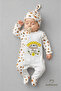 Newborn Baby Romper Hat Set with Dad's Honey Written on It, Bee Pattern, 100% Cotton, Snap Fastener Baby Romper