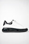 Ba04471 White Black Men's Genuine Leather Gel High Sole Sports Shoes - White - 43