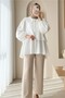 Baby Collar Lace-Up Front Layered Skirted Kimono -White - 3
