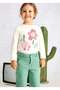 Girls' 3017 Flowered Long Sleeve T-Shirt Gkm0214 - 2