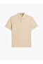 Short Sleeve Cotton Blended Regular Fit Textured Polo Neck T-Shirt - 4