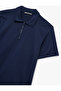 Short Sleeve Regular Fit Cotton Half Zipper T-Shirt - 8