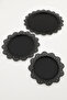Isabel Black 3-Piece Lace Edged Round Decorative Presentation Tray with Carved Detail - 4