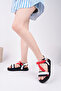 Women's Black Red Velvet Sandals - 3