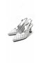 Women's Silver Satin Fabric Stone-Embellished Evening Dress Heel Shoes - 5