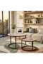 Round Coffee Table, Nesting Side Tables - 3
