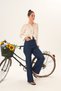 Navy Blue High Waist Lycra Wide Leg Denim Trousers