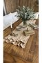 İnci Vintage Velvet Textured Seamless Double Layer Ruffled Beige Runner
