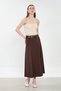 Women's Belted Pleated Long Skirt - Bitter Brown