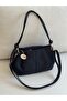 Refurbished Bag with Knot Detail Medium Size Suede Black Women's Shoulder Bag En35 Boy20 - 5