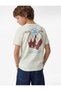 Short-Sleeved Crew Neck Cotton T-Shirt with Front and Back Print - 3