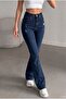 High Waist Flared Jean Pants - Full P Cotton U Flare Denim with Distressed Detail - 4