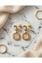 Pearlescent Double Stone Tarnish Stainless Steel Earrings - 3