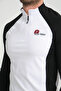 Black Sleeve White Garnished Zippered Long Sleeve Men's Riding T-Shirt - 8