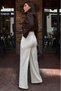 Cream Premium High Waist Pleated Trousers Mg2717 - 4