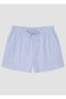 Blue - White Striped Modal Shorts