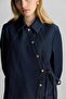 Dark Blue Asymmetric Denim Jacket with Closure - 3