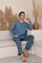Men's Interlock Comfortable Fit Crew Neck High Quality Cotton Pajama Set 16675 - 3