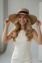 Women's Camel Straw Black Bow Detailed Beach Hat |   Wide Brim Sun Protection Summer Fedora - 5