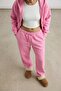 Women's pink high-waisted thick fleece-lined 3-thread jogger sweatpants - 2