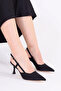 Women's Black Suede Evening Dress Shoes with Thin Heels - 3