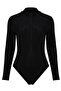 Black Long Sleeve Zippered Lycra Swim Swimsuit - 5