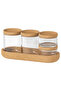 5-Piece Bathroom Set - Glass Bathroom Organization Set with Mushroom Lid and Stand