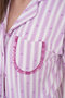 Shirt Collar Lace Pocket Detailed Short Sleeve Premium Viscose Striped Trousers Women's Pajama Set - 3