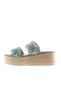 Blue Leather Women's Espadrille Slippers 01Wu6110 - 4