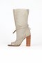 Beige Mesh-Leather Women's Heeled Boots 30Wb154 - 3