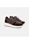 Women's Brown Rubber Laced Suede Textured Leather Sports Shoes