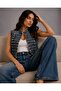 Nox Women's Agraf Closure Horseman Model Double Row Yellow Buttoned Premium Denim Vest - 5