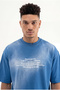 Men's m Logo Patched Washing Oversize T-Shirt Indigo - 2