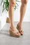 Premium Color Knot Detailed High Wedge Heeled Women's Sandals - Stylish for Night and Daily Use - 4