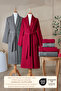 6 Piece Striped Bathrobe Set 100% Cotton Certified Family Towel Bathrobe Set Dowry Set Gray - Claret Red - 5