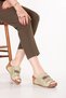 Women's Genuine Leather Wedge Heeled Daily Slippers Iz.1951 Khaki - 4