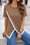 Women's Short Sleeve Crew Neck Viscose Blouse - 3