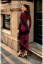Digital Patterned Sandy Fabric Maxi Dress - Stand Collar - 5