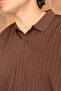 Men's Oversize Ribbed Polo Collar Slim Knitwear T-Shirt - 7