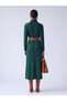 Women's Modern Fit A-Line Knitted Dress Dark Green - Turtleneck |   Leather Belted |   Autumn-Winter - 2